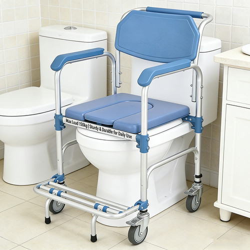 Wheeled mobile toilet commode - mobile,