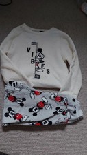 White and Grey fluffy Mickey Mouse Pyjamas XS
