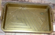 Gold Wooden Serving Tray With