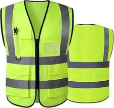 Hi Vis Vest/Jacket Unisex High Visibility Reflective Safety Security Size Large