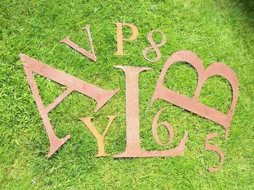 Rusty metal letters numbers - rusty,