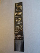 Leather BOOKMARK DEVON Farway Countryside Park Deer Cattle Sheep Black Unused