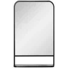 Square Wall Mirror with Shelf, 86x53 cm Modern Mirrors for Living Room, Bedroom