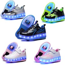 Kids LED Wheel Trainers Boys Girls Skates Shoes Flash Roller Skate Sneakers
