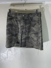Womens F&F Uk 10 Green Mix Army Camo Short Length Denim Jean A Line Skirt