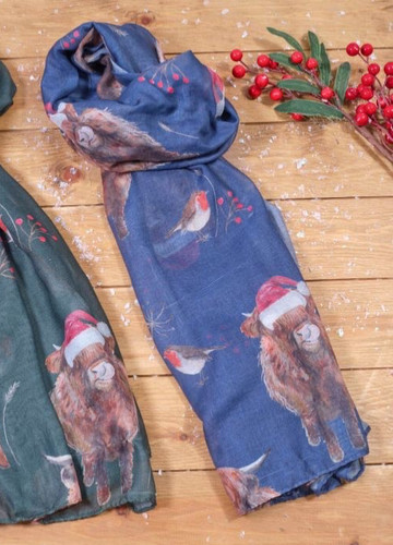 Christmas highland cow - &, robin
