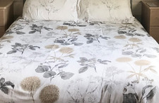 next king size duvet cover set grey flowers yellow reversible used