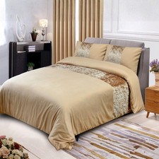 Crushed Velvet Panel Duvet Cover with Pillowcase Bedding Set OR Matching Curtain
