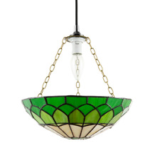 Amber and Green Stained Glass Domed Tiffany Pendant Lamp Shade with Chain by ...