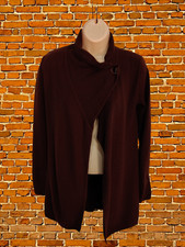 WOMENS JIGSAW SIZE UK XS CHOCOLATE BROWN CARDIGAN JUMPER COAT 100% WOOL COLLARED