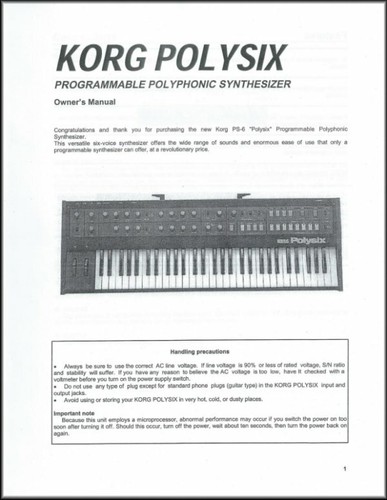 Korg polysix owners manual - polysix,