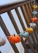 Handmade Knitted Pumpkin Garland/ Bunting Fall Autumn Decor Halloween Decoration