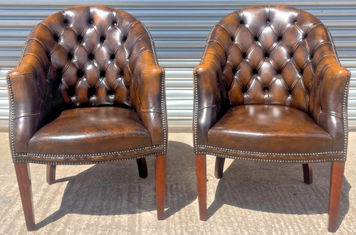 Pair chesterfield leather - pair, of
