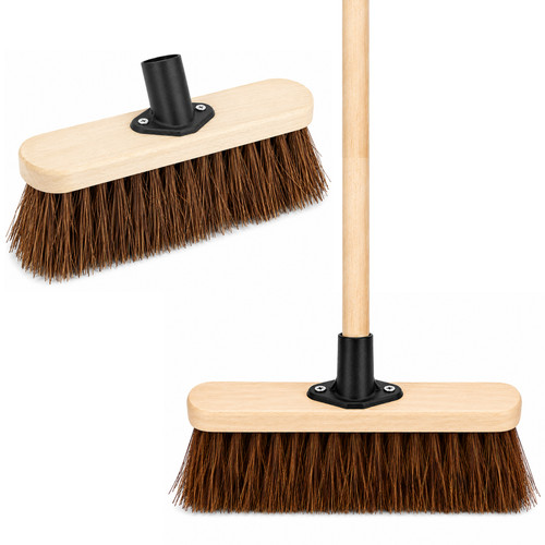 Stiff bristle broom wooden - stiff,