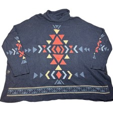 J Jill Navy Blue Aztec Sweater