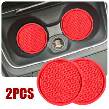 2x Red Car Cup Holder Mats