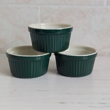 Chasseur Ramekin X3 Green Porcelain Souffle Pot Dish Oven To Table D 8.5cm