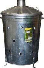 Large Garden Incinerator 90L Fire Bin Galvanised Burning Rubbish Trash PaperWood