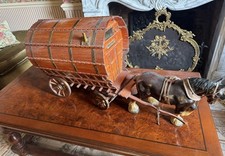 Large Vintage Wooden Gypsy Caravan & Shire Horse