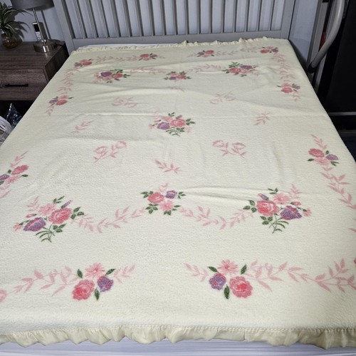 Floral satin trim blanket - floral,