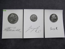3 VINTAGE BRITISH MUSEUM POSTCARDS COINS, MEDALS  GEORGE I, GEORGE IV WILLIAM IV