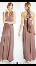 MARKS AND SPENCER PINK WEDDING BRIDESMAID MULTIWAYS PARTY MAXI DRESS UK SIZE 10