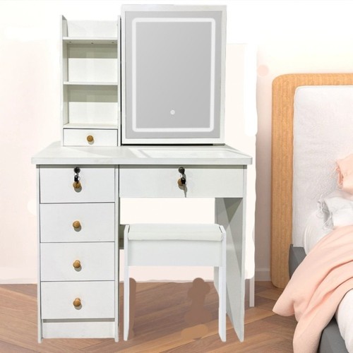 Led mirror vanity desk with - mirror,