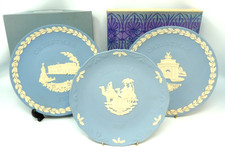 3 Blue Wedgewood Christmas Plates, 1992, 1979, 1984, 2 Boxed, Good Condition #J4