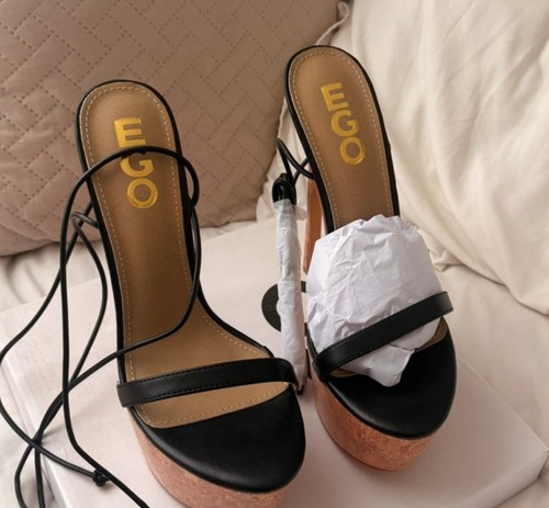 Ego black platform block heel - ego,