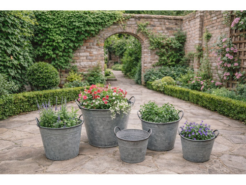 Large round metal bucket - round,