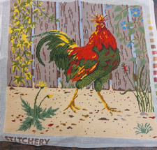 Completed Worked Tapestry for Cushion or Framing Cockerel Pattern