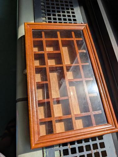 Vintage wood glass curio - vintage,