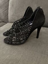 MAGRIT SHOES STILETTOS BLACK SUEDE DIAMANTÉS PEEP TOE PARTY All Leather