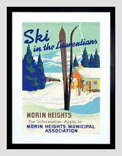 TRAVEL WINTER SPORT LAURENTIAN MOUNTAINS CANADA SKI SNOW CHALET PRINT B12X7340