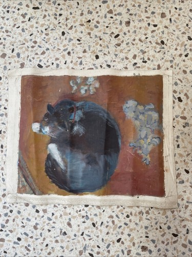 Vintage cat painting canvas - cat,