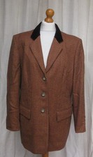 Mondi Vintage 80's pure wool tweed checked blazer jacket brown orange 16 / 42