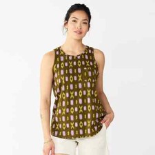 Olive Green XO Print Tank Size