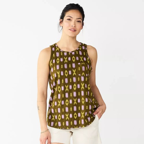 Olive green print tank size - green,