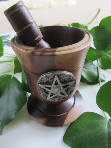 Wooden pestle and mortar - wooden,