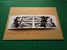 2x Wavy Union Jack Flag Stickers – Silver Chrome & Black Vinyl Decals 100mm