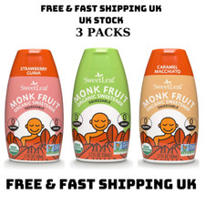 SweetLeaf Clear Liquid Monk Caramel ,Unflavored, Strawberry 50 ml UK 3 PACKS