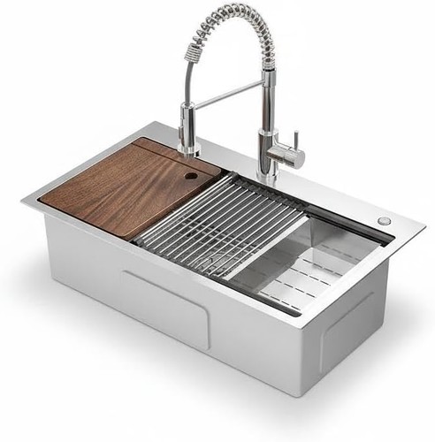 Drop kitchen sink with - kitchen, pull