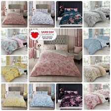 ROSE DUVET COVER SET SOFT COTTON BEDDING WITH PILLOWCASES SING DOUBLE KING SIZE