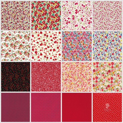 Red floral fabrics 100 cotton - fabrics, 100%