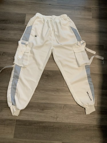 Mens white parachute pants - white,