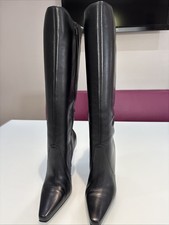 Black Leather Knee High Boots