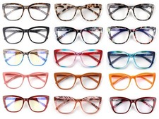 Cat Eye Funky Oversized Reading Glasses Woman with Spring Hinges 15 Colours DX88
