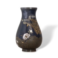 Japanese Shakudo and Mixed Metal Vase by Shuho Meiji Period
