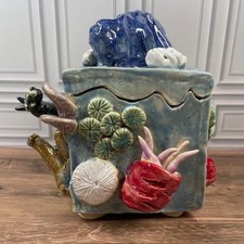 Ceramic Art Pottery Container Box Sculpture Handmade Under the Sea Decorative