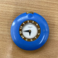 Blue 1930s Westclox Mechanical Wind Up Bakelite Art Deco Traveling Clock